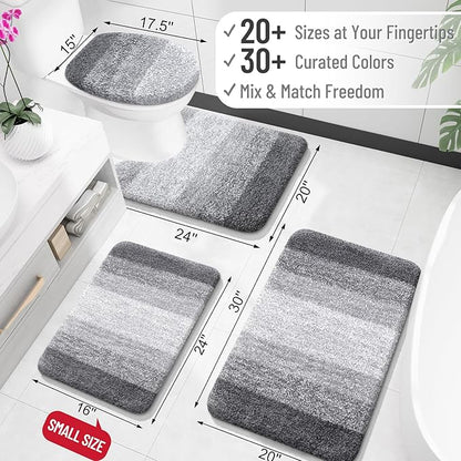 OLANLY Bathroom Runner Rugs Mat 70x24, Extra Soft Absorbent Microfiber Bath Rugs, Rubber Backing, Quick Dry, Washable Long Bath Mats for Bathroom Floor, Tub and Shower, Home Decor Accessories, Grey