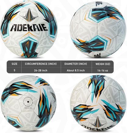 Soccer Ball Size 5 for All Age Recreational or Professional Outdoor Practice, PU Official Size&Weight, Size 5 Soccer Ball for Boys Youth Adults College Team, Ideal Gifts with Pump and Carry Net