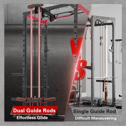 RitFit All-in-One Squat Rack for Home Gym, PPC02C Multi-Function 1000 LBS Capacity Power Cage with LAT Pulldown, Pulley System, Dip Bar, Landmine & More Power Rack Attachments, Package