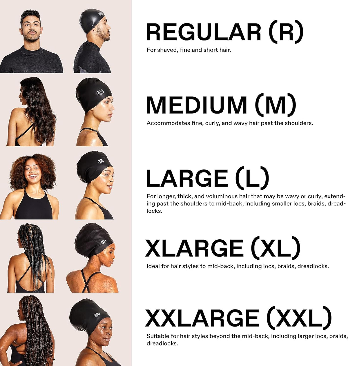 SOUL CAP - Large Swimming Cap for Long Hair - Designed for Long Hair, Dreadlocks, Weaves, Hair Extensions, Braids, Curls & Afros - Women & Men - Silicone