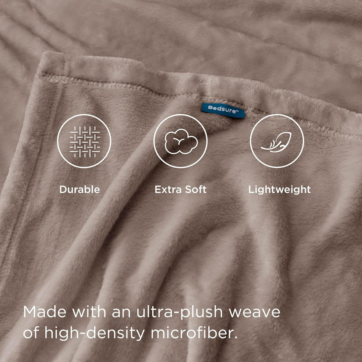 Bedsure Fleece Throw XL Blanket Mocha Brown - 300GSM Soft Lightweight Plush Cozy Blankets for Bed, Sofa, Couch, Travel, Camping, 50x70 inches