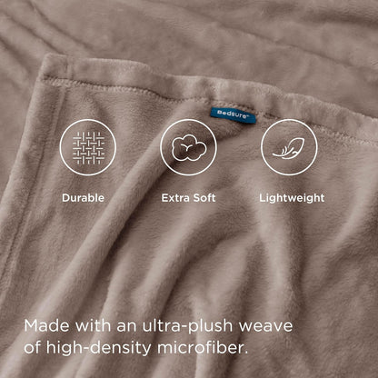 Bedsure Fleece Throw XL Blanket Mocha Brown - 300GSM Soft Lightweight Plush Cozy Blankets for Bed, Sofa, Couch, Travel, Camping, 50x70 inches
