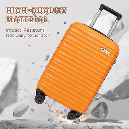 Luggage Set 3 Piece Luggage Set ABS hardshell Spinner Wheels Luggage Carry on Suitcase with Weekender bag & Toiletry bag（Orange）