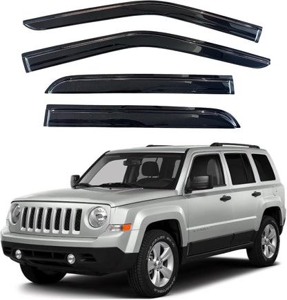 KPY Window Visor Compatible with Jeep Patriot 2007-2018, 4PC Rain Guard Side Window Vent Deflectors Tape-On Mugen Style, 2007 2008 2009 2010 2011 2012 2013 2014 2015 2016 2017 2018