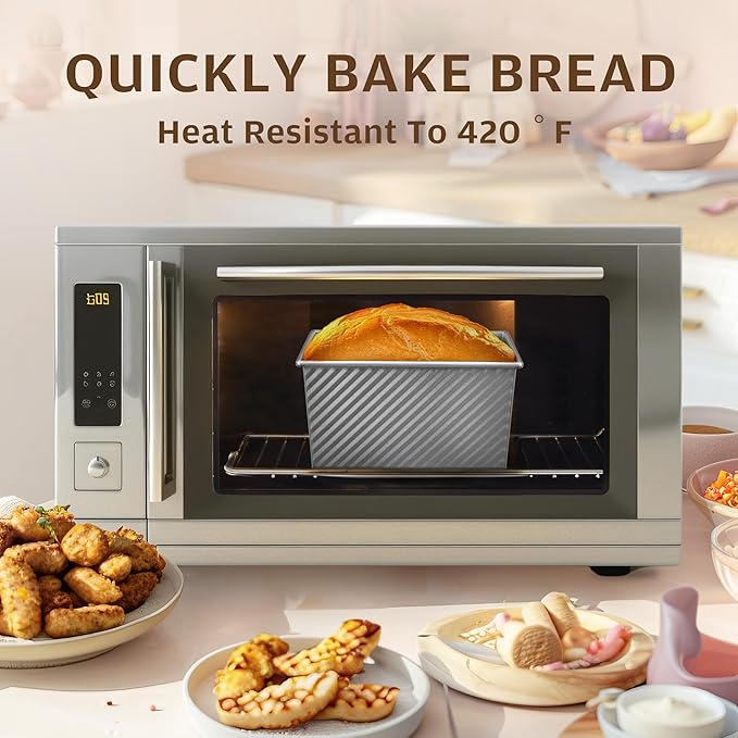 KITESSENSU Pullman Loaf Pan with Lid, 1 lb Dough Capacity Non-Stick Bakeware for Baking Bread, Carbon Steel Corrugated Bread Toast Box Mold with Cover for Baking Bread, Silver