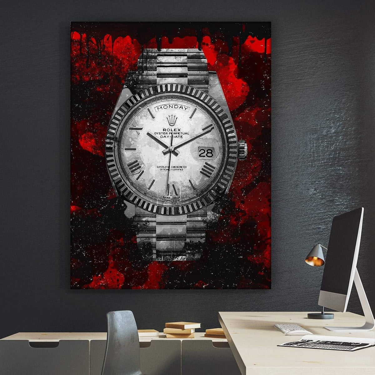 Luxury Watch Canvas Print Office Wall Decor Modern Art Pop Culture Decoration Inspiration Clock Timer Prints Framed Arts Walls Furniture (36" x 24")