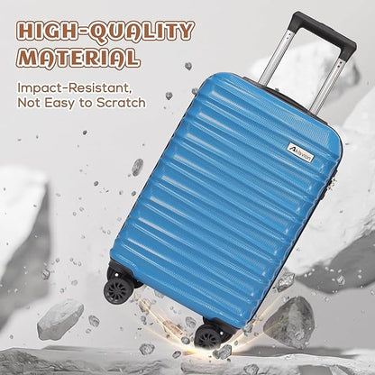 Carry on luggage 20 In suitcase with Spinner Wheels ABS & PC Hardside Luggage（Skyblue）