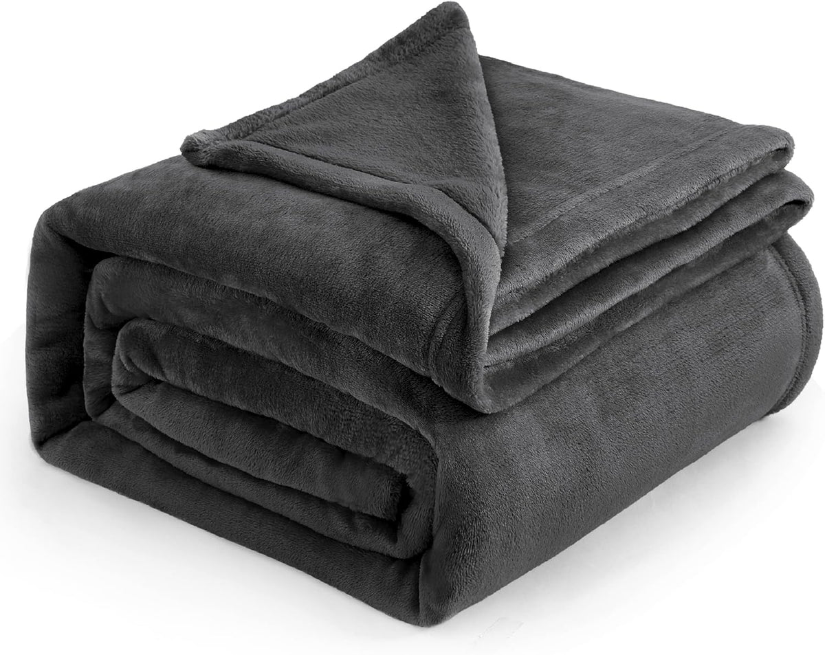 Bedsure Fleece Blankets Queen Size Dark Grey - Bed Blanket Soft Lightweight Plush Fuzzy Cozy Luxury Microfiber, 90x90 inches