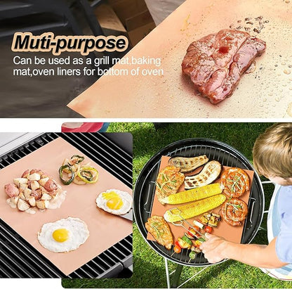 UBeesize 7 Pack Copper Grill Mats for Outdoor Grill, Heavy Duty BBQ Grilling Matt & Oven Liners, Resuable, Easy to Clean, Works on Gas Charcoal Electric Grill, Smoker, Oven -15.75 x 13 Inch