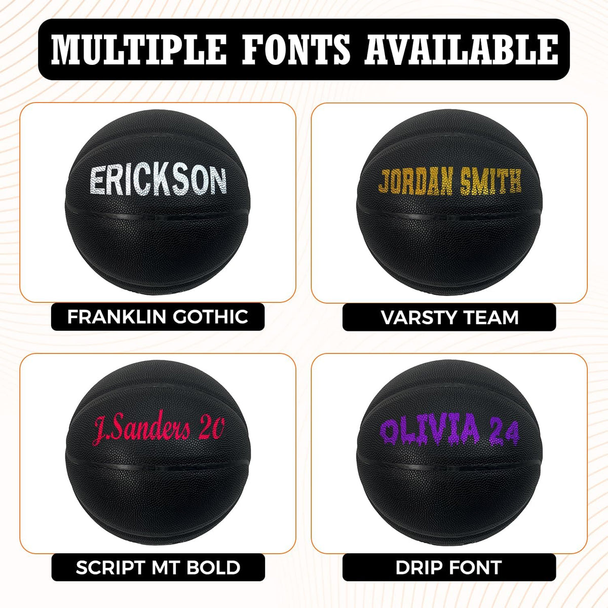 HAMMET Personalized Basketball – Customized Basketball with Your Name or Text – Multiple Colors, Fonts & Designs Available – Durable for Indoor and Outdoor - Ideal Gift for Son, Daughter, Boy or Girl