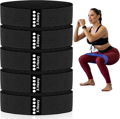 Resistance Bands for Working Out - Exercise Bands Set with Workout Guide - Fabric Elastic Bands for Physical Therapy - Fitness Bands Ideal for Legs Hip Glute