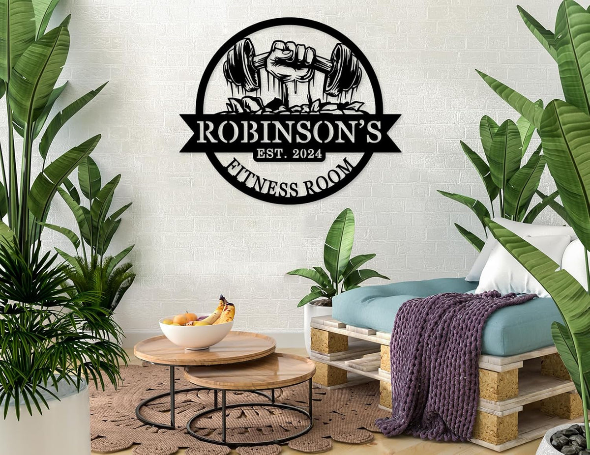 Personalized Home Gym Signs - Custom Metal Art for Workout Room – Enrich your Home Gym Decor with Unique Personalized Gym Sign & Weight Lifting - Custom Name Plaque