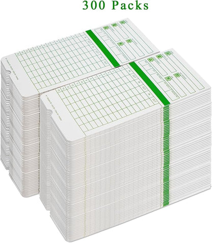 Zzrywuty Time Cards for Employees Monthly, All Pay Periods, 300 Count TimeCards for Hn3000, 2-Sided, 3 3/8" x 7 3/8", Green (Pack of 3)