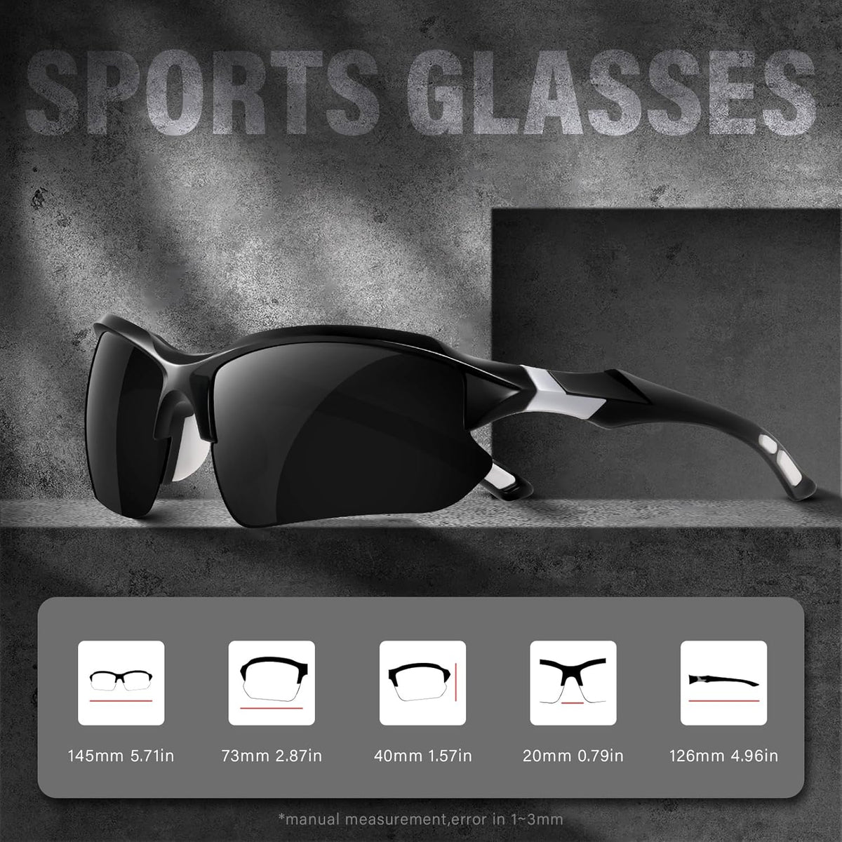 Sports Polarized Sunglasses for Men Cycling Running Fishing UV Protection Sun Glasses Lightweight Half Frame Goggles