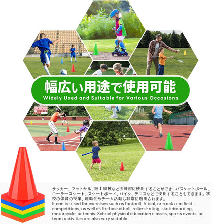 BiAnYC 7 Inch Plastic Sport Training Traffic Cones- Set of 10 Pcs/25 Pcs, 5 Colors(Orange/Yellow/Red/Blue/Green)