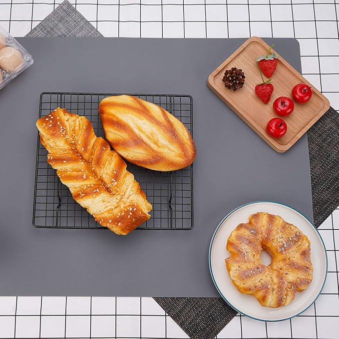 Silicone Mats for Kitchen Counter, Thicker 0.06", 25 x 17 inches Multipurpose Table Mat, Silicone Pad Desk Work Mat, Nonstick Nonskid Heat-Resistant Pad, Placemat, Dark Gray, 2PCS