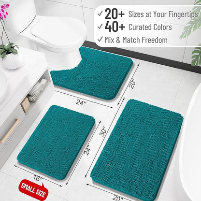 OLANLY Large Bathroom Rugs 45x27, Extra Soft Absorbent Chenille Bath Rugs, Rubber Backing Quick Dry, Machine Washable Bath Mats for Bathroom Floor, Tub and Shower, Home Decor Accessories, Deep Lake