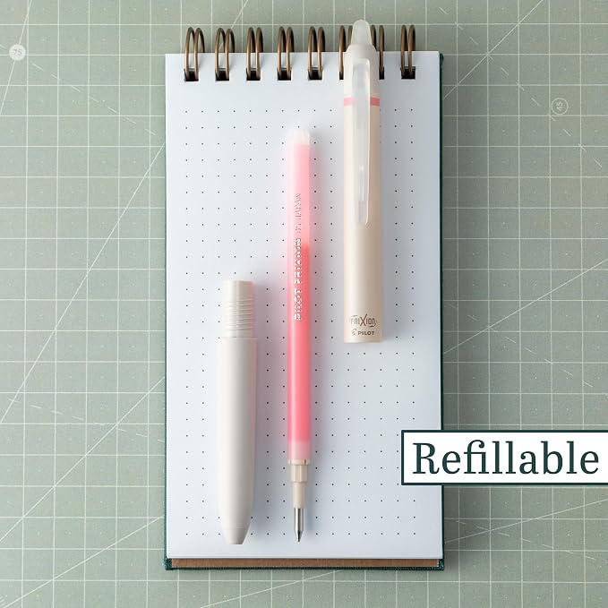 PILOT FriXion Waai Retractable & Refillable Erasable Gel Pens, Extra Fine Point 0.5 mm, Light Pink Ink, 12 Count