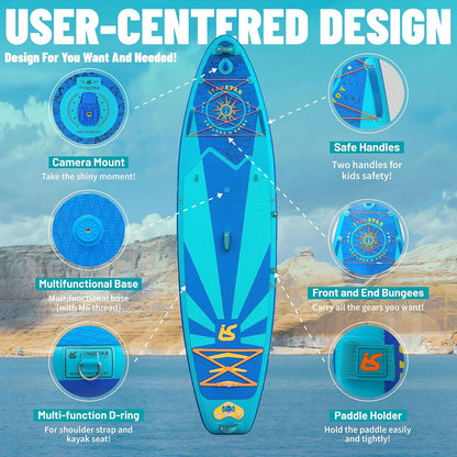 Journey 11'6" / 11'×34" / 11'×35" Extra Wide Paddle Board, One-Stop Premium SUP Board Accessories, Tailored Fins, Stable Inflatable Stand Up Paddle Boards for Youth/Adults of All Skill Levels