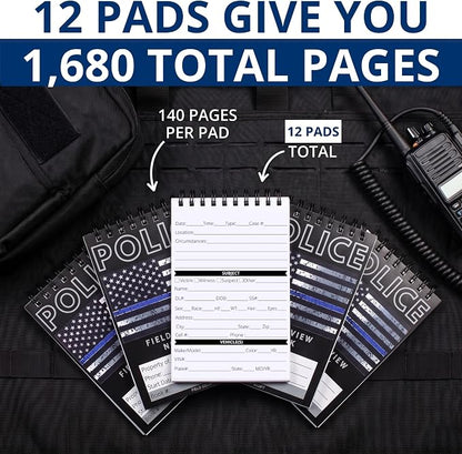 Field Equipt Police Incident Report Pocket Notepads, 5" x 3.5", 12 Pack