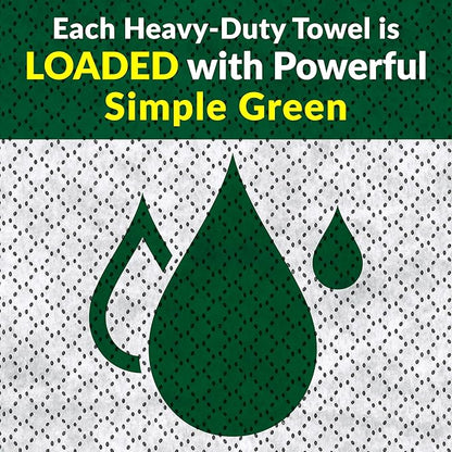 Simple Green Professional Grade Heavy-Duty Cleaning and Degreasing Towels, All-Purpose Cleaning Wipes, 75 count (Pack of 2)