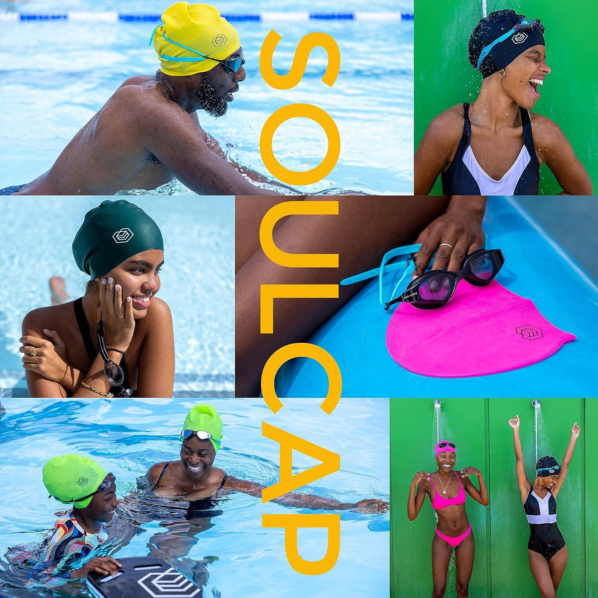 SOUL CAP - Large Swimming Cap for Long Hair - Designed for Long Hair, Dreadlocks, Weaves, Hair Extensions, Braids, Curls & Afros - Women & Men - Silicone