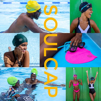 SOUL CAP - Large Swimming Cap for Long Hair - Designed for Long Hair, Dreadlocks, Weaves, Hair Extensions, Braids, Curls & Afros - Women & Men - Silicone