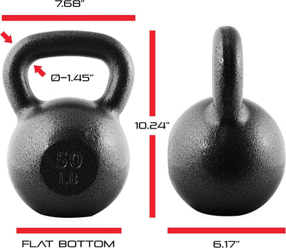 WF Athletic Supply Hammerstone Painted Cast Iron Kettlebells, Home & Gym Equipment, Great for Strength Training, Full Body Workout & Crossfit Training, Color & Size Options Available in 10-80 Pounds
