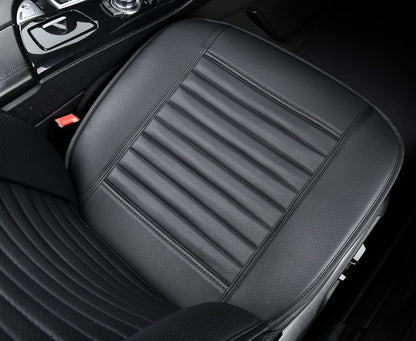2pc Car Seat Covers, Luxury Car Protectors, Universal Anti-Slip Driver Seat Covers, Edge Wrapping Front Car Seat Covers with PU Leather(Black)