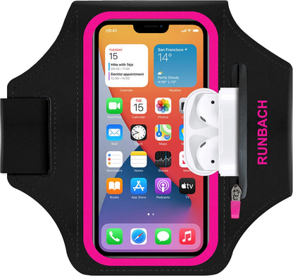 Armband for Samsung Galaxy S25/S24/S23/S22/S21/S20/S10/S9/S8,Galaxy A01/A8/A10e/A20e/A41/M01/Xcover 5,Water Resistant Sport Armband with Zipper Slot for Galaxy Buds (Pink)