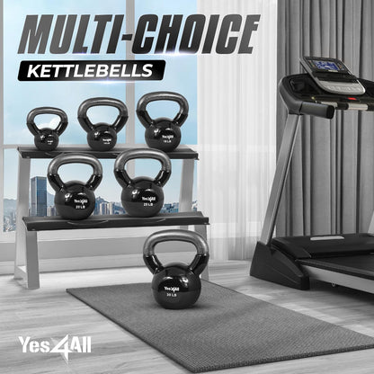 Yes4All Kettlebell Set Vinyl Coated Weights Combo for Full Body Workout Equipment Push up, Grip Strength Training, Dumbbell Weights Exercises