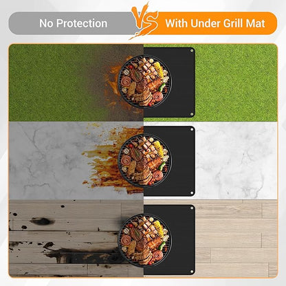 48 x 30 Inch Under Grill Mats for Outdoor Grill, Double-Sided Fireproof Deck and Patio Protector Mat, Fire Pit Mat, Waterproof, Oil-Proof BBQ Mats, Fireproof Floor Pads with Storage Bag