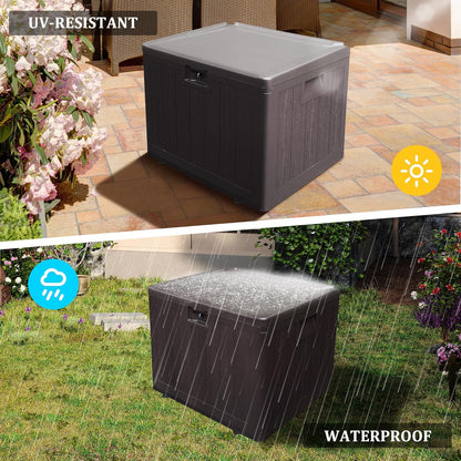 33 Gallon Pro Waterproof Outdoor Storage Bin Resin Deck Box for Patio, Poolside, and Garden, Lockable & UV-Resistant, Ideal for Small Spaces, Brown