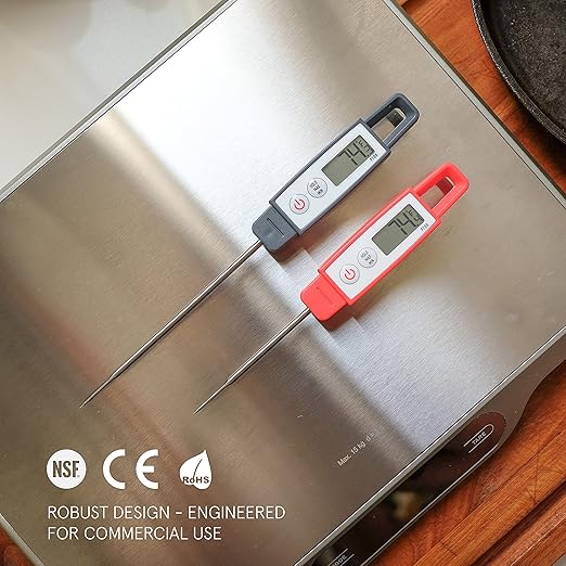 Lavatools PT09C Super-Quick Commercial Grade Digital Thermometer for Cooking, Meat, Candy, Candle, Liquid, Oil, 3" Compact Probe, Splash Proof, °C/°F Toggle, Hold Function - Sesame