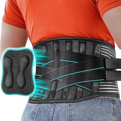 Back Brace for Lower Back Pain Men Women with 9X Strong Support, Idea for Long Time Standing & Sitting Jobs, Durable Back Support Belt with 3D Lumbar Pad for Sciatica, Herniated Disc, S