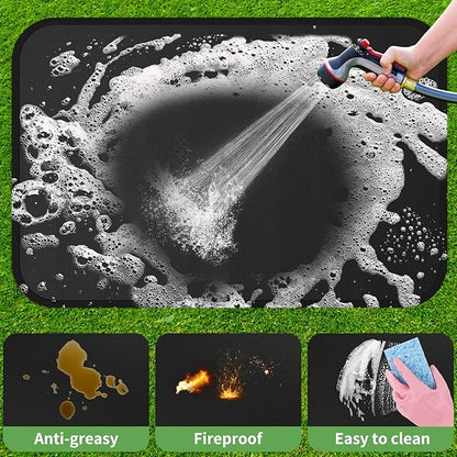 Large 76 x 52 inches Under Grill Mats for Outdoor Grill | Double-Sided Fireproof | Waterproof | Oil-Proof | Easy to Clean | Indoor Fireplace/Fire Pit Mat | Quality BBQ Mat for Deck Patio Lawn