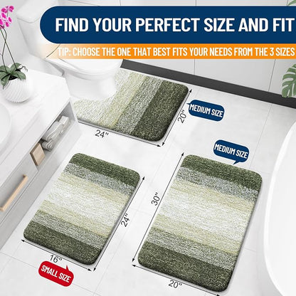 OLANLY Bathroom Runner Rugs Mat 59x20, Extra Soft Absorbent Microfiber Bath Rugs, Rubber Backing, Quick Dry, Washable Long Bath Mats for Bathroom, Tub and Shower, Home Decor Accessories, Dark Green