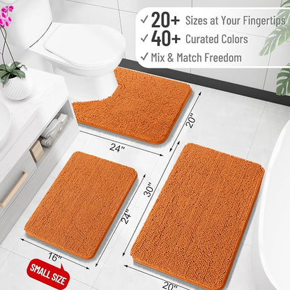 OLANLY Bathroom Runner Rugs 70x24, Extra Soft Absorbent Chenille Bath Rugs, Rubber Backing Quick Dry, Machine Washable Long Bath Mats for Bathroom Floor, Tub and Shower, Home Decor Accessories, Clay