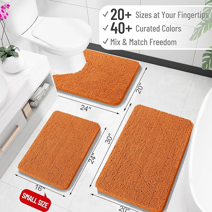 OLANLY Toilet Rugs U-Shaped 20x20, Extra Soft Absorbent Chenille Contour Bathroom Rugs for Toilet, Dry Quickly, Machine Washable, Non-Slip Bath Mat, Clay