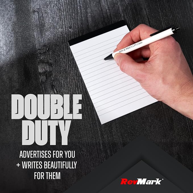 RevMark Personalized Ballpoint Pen, Custom Printed Name, Business or Event Information, Timeless Advertising, USA Made Pens, Promotional Marketing, Smooth Black Ink, Bulk Pack (Red,50 Ct.)