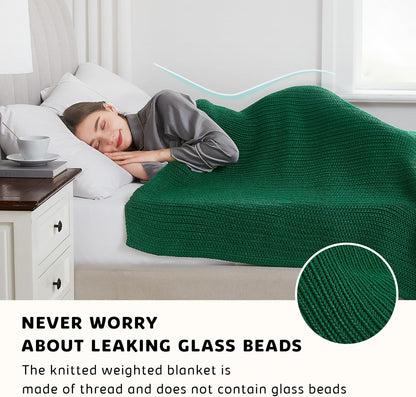 L'AGRATY Knitted Weighted Blanket - 60"x80" 15lbs Cooling Chunky Knit Heavy Blanket for Adults Braided Crochet Throw Thick Cable Yarn Knit Decorative No Beads Evenly Weighted Machine Washable