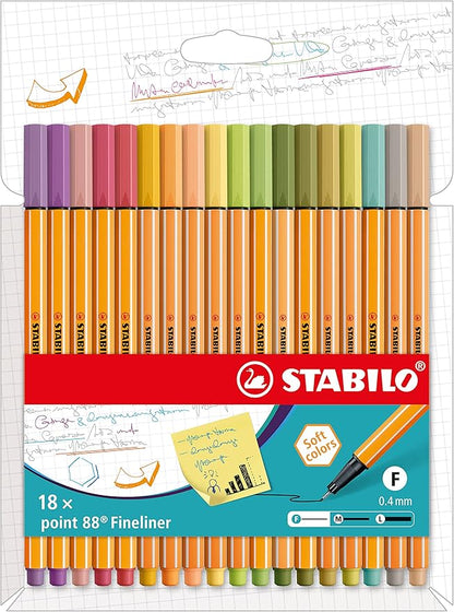 STABILO - point 88 - Fineliner - Pack of 18 - Assorted Trendy colors