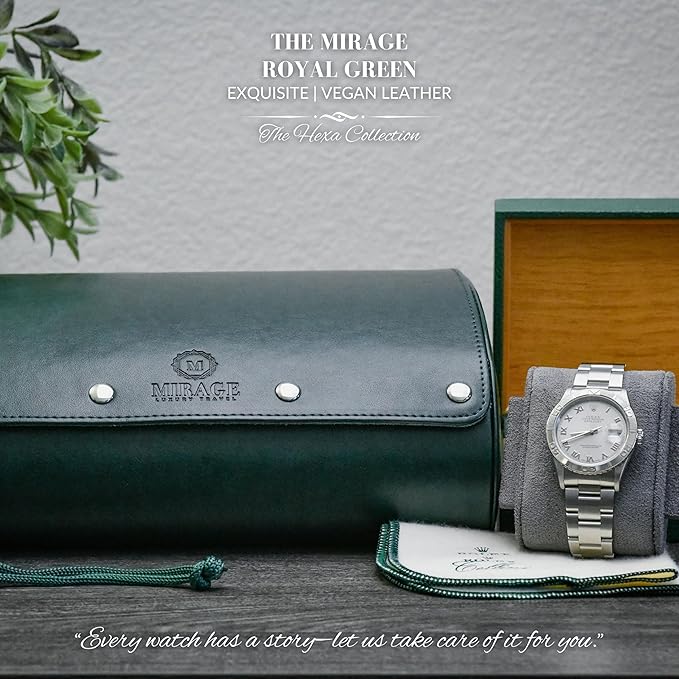 6 watch box display case for men - Travel Case - Royal Green