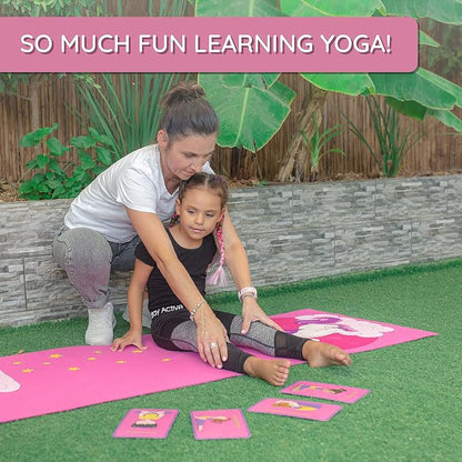 Kids Yoga Mat Set - Comfortable Dinosaur Kid Yoga Mat Boy with 12 Yoga Cards, Storage Bag, Beige Play Mat Thick for Gymnastics Mat, Exercise Mat, No-Toxic and Non-Slip for Ages 3-12