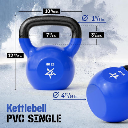 Yes4All 5-100 LB Kettlebells Vinyl Coated Cast Iron for Dumbbell Weights Exercises, Gym, Fitness, Full Body Workout Equipment Push up, Grip and Strength Training