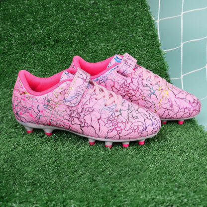 brooman Kids Firm Ground Soccer Cleats Girls Football Cleats with Shin Guards and Soccer Socks