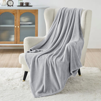 Bedsure Fleece Throw XL Blanket Light Grey - 300GSM Soft Lightweight Plush Cozy Blankets for Bed, Sofa, Couch, Travel, Camping, 50x70 inches
