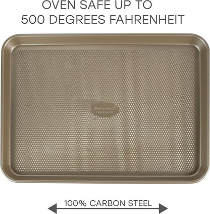 Kitchen Details Pro Series Large Baking Sheet | Dimensions: 17.5" x 11.8" x 1" | Nonstick | Gold | Nonstick |Diamond Base | Easy to Clean | Safe up 500 Degrees