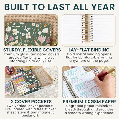 bloom daily planners 2027 Planner (January - December 2027) - Weekly & Monthly Softcover Planner for Women - Calendar Year Inspirational Agenda Book with Stickers - 5.5" x 8.25" - Butterfly Garden
