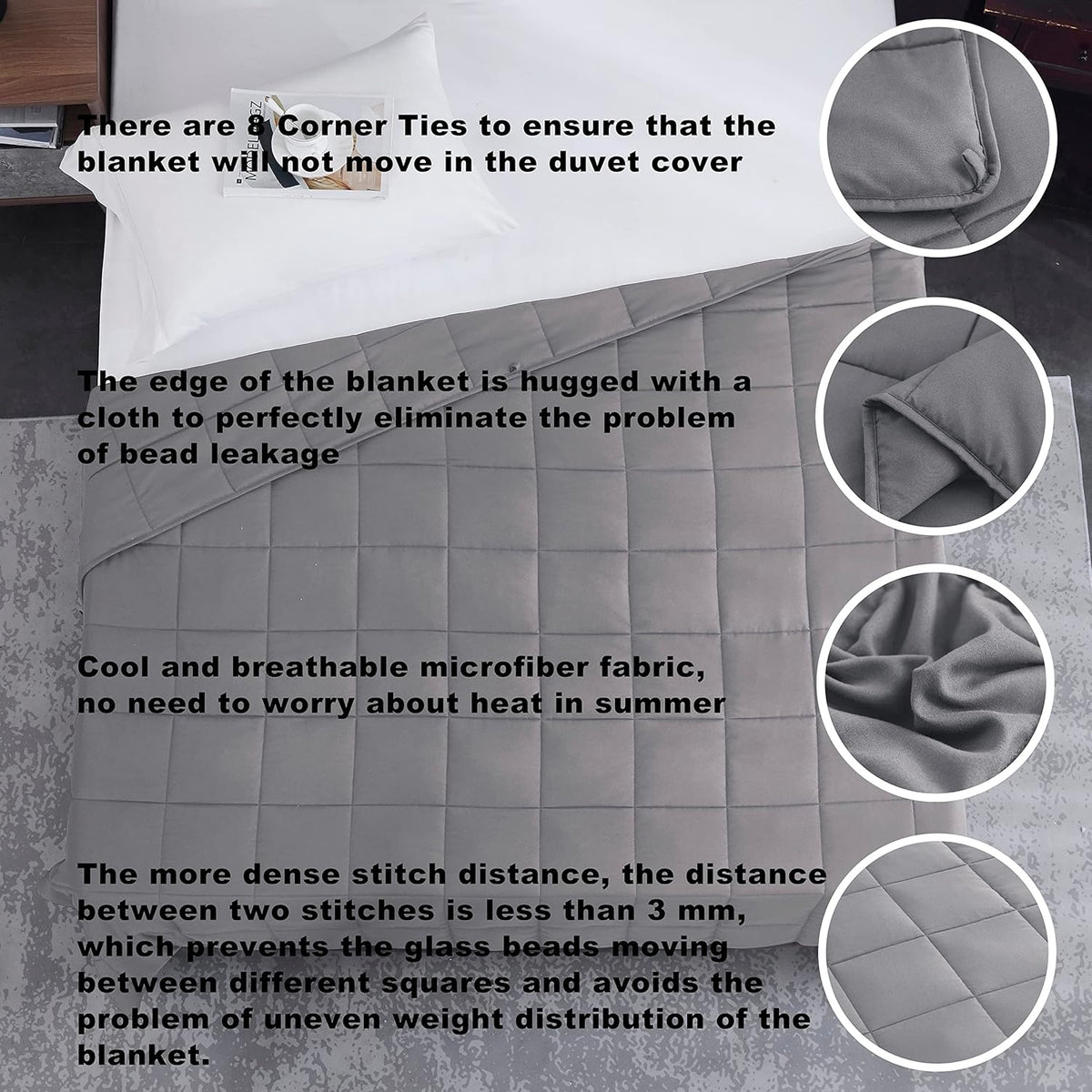 L'AGRATY Weighted Blanket - 60"x80" 20lbs Cooling Breathable Heavy Blanket Microfiber Material with Glass Beads Big Blanket for Adult All-season Summer Fall Winter Soft Thick Comfort Blanket